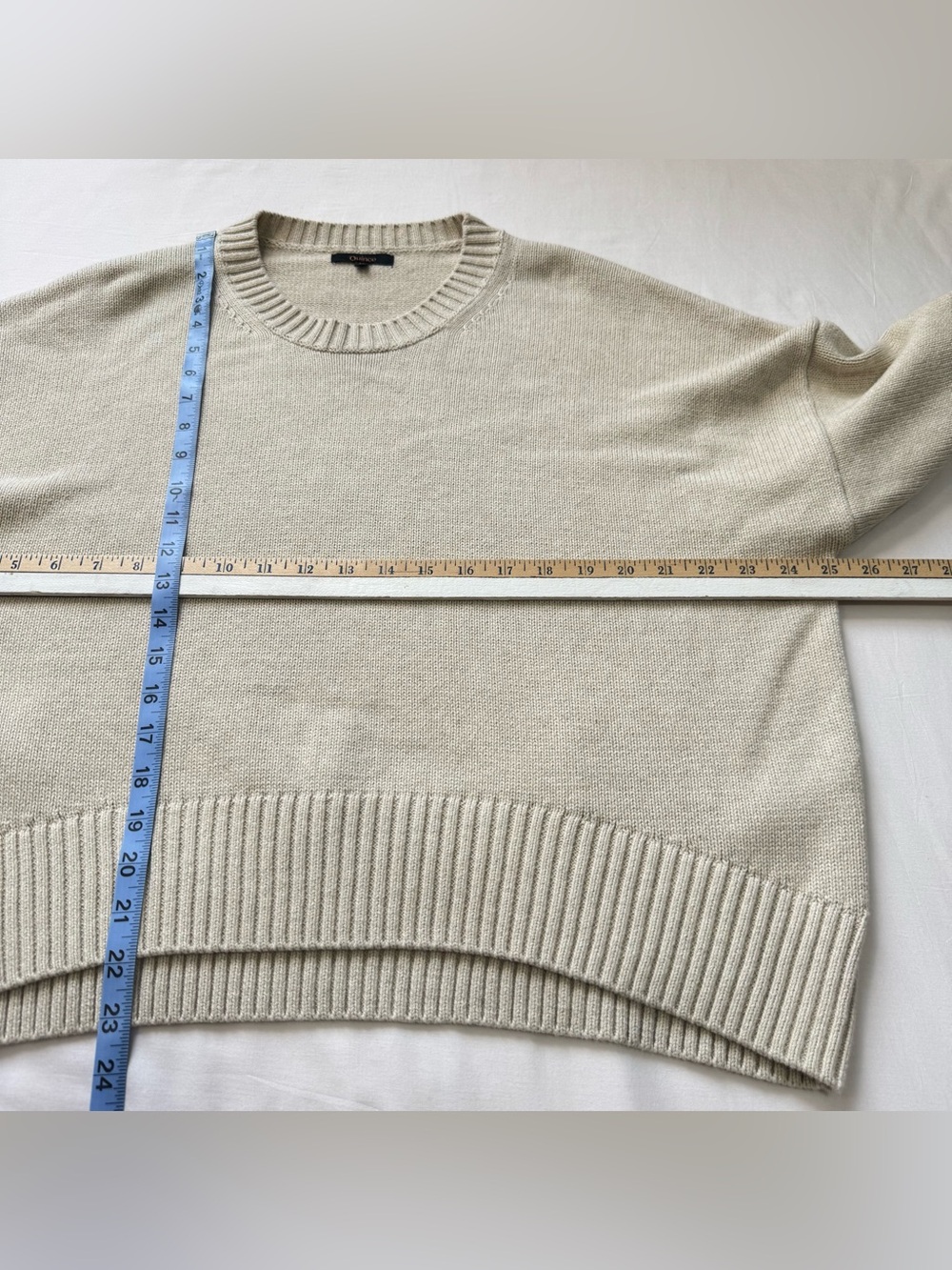 Quince 100% Organic Cotton Boyfriend Crew Sweater Women’s Medium Speckled Beige - Picture 7 of 7
